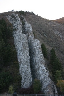 The two reefs are 40' high limestone layers — 20' apart and several hundred feet in length.