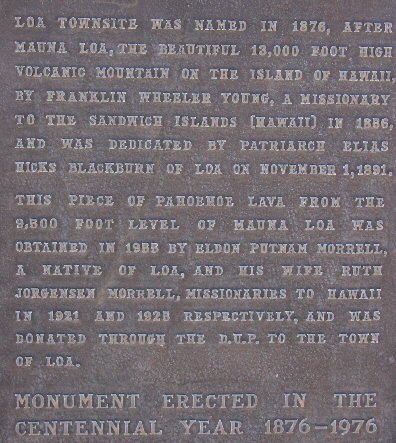 Monument Plaque — Back to Monument