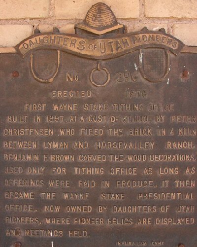 Tithing Office Plaque — Back to Tithing Office