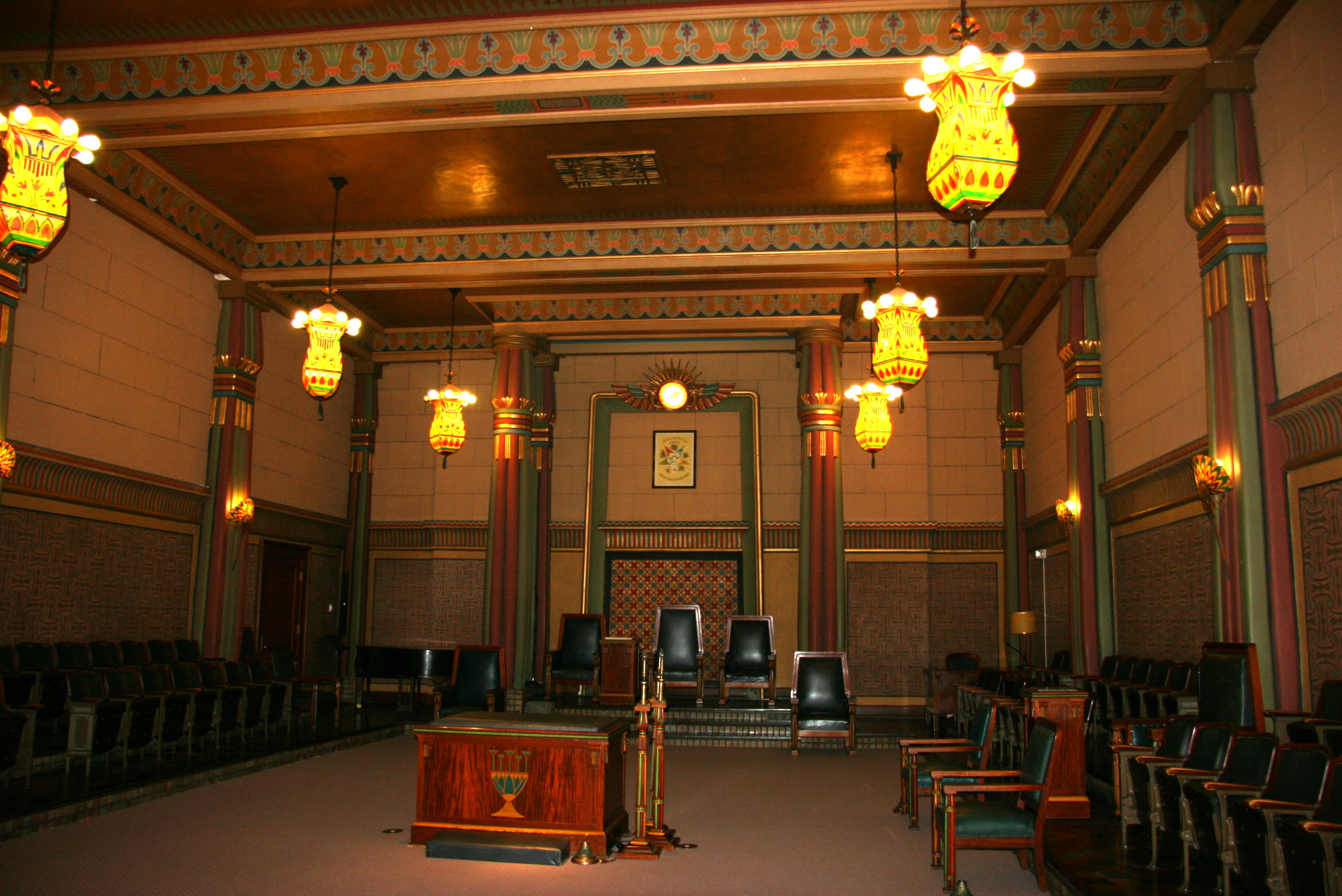 The Masonic Temple, Utah — The Egyptian Room. — The plaster columns and pylasters were formed and poured in place.