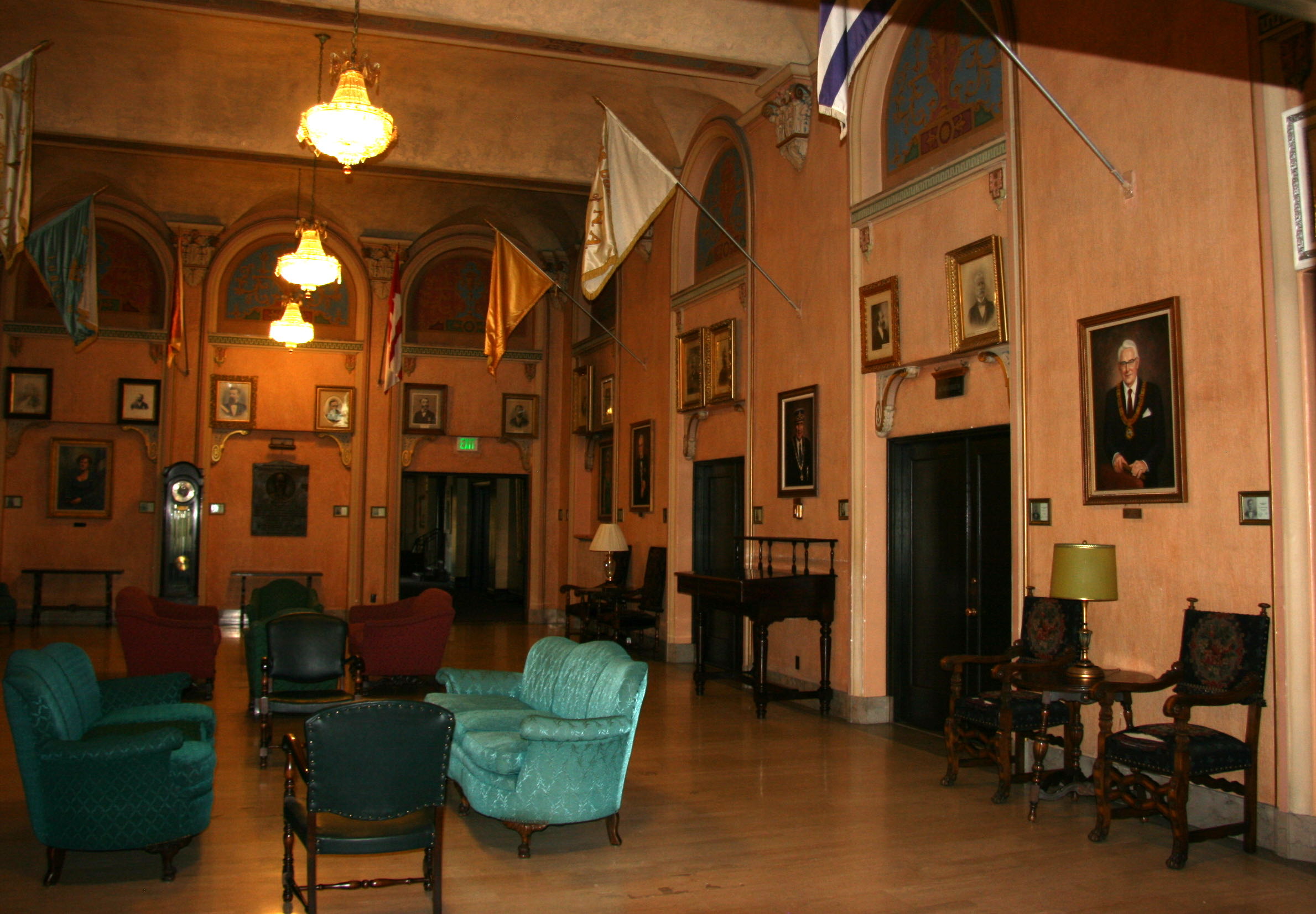 The Masonic Temple, Utah — The Main Lobby — An informal gathering place. 28'x56' (8.534m x 17.068m)