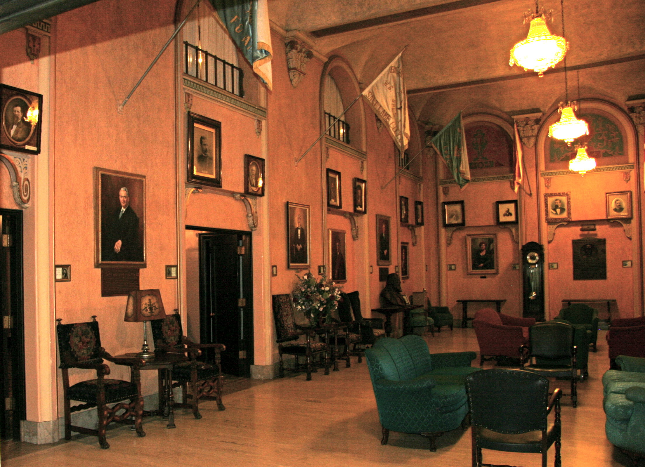 The Masonic Temple, Utah — The Main Lobby — An informal gathering place. 28'x56' (8.534m x 17.068m)