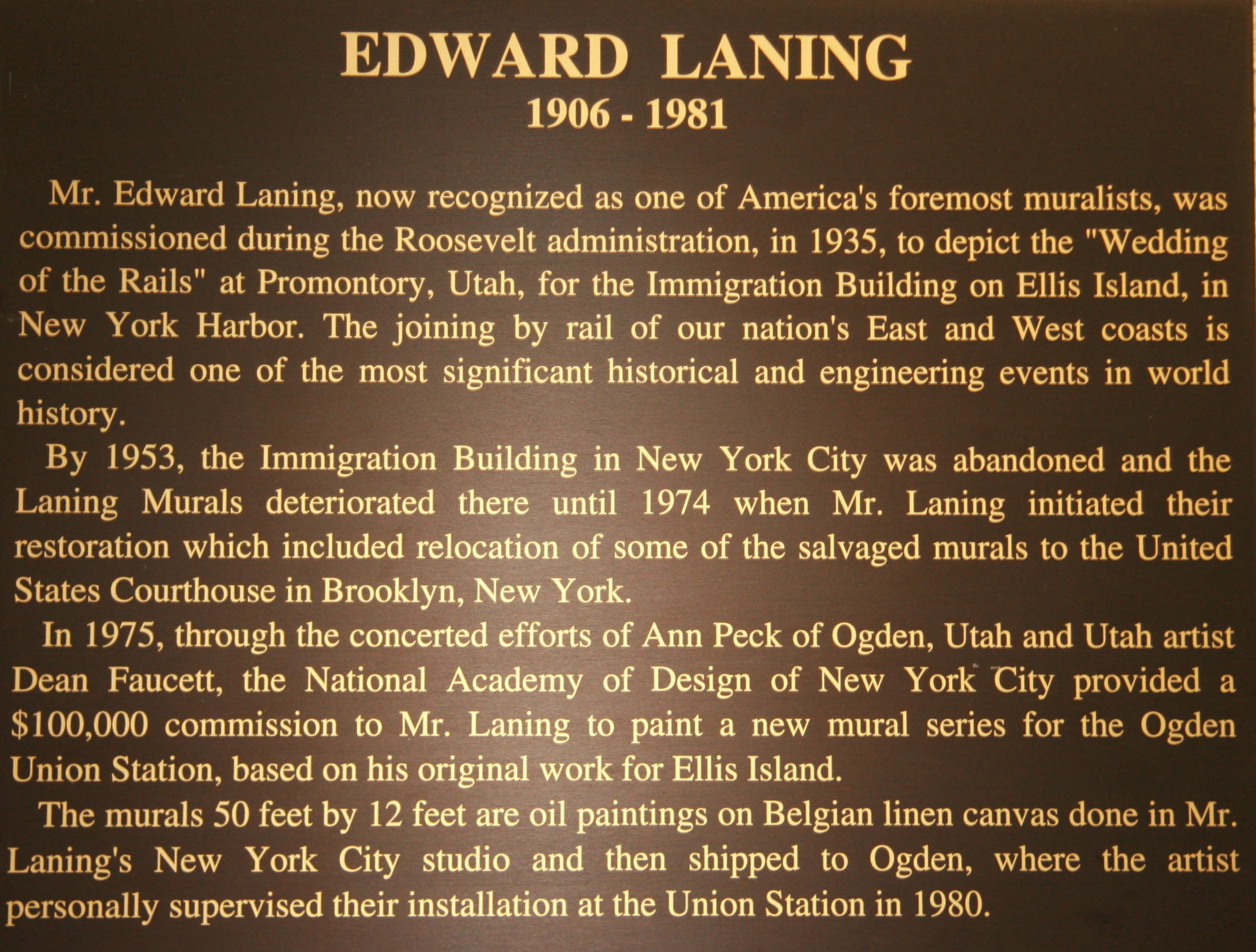 Born in Petersburg, Illinois — Painted murals based on the Immigration Building murals at Ellis Island, N.Y.. — Back to Union Station