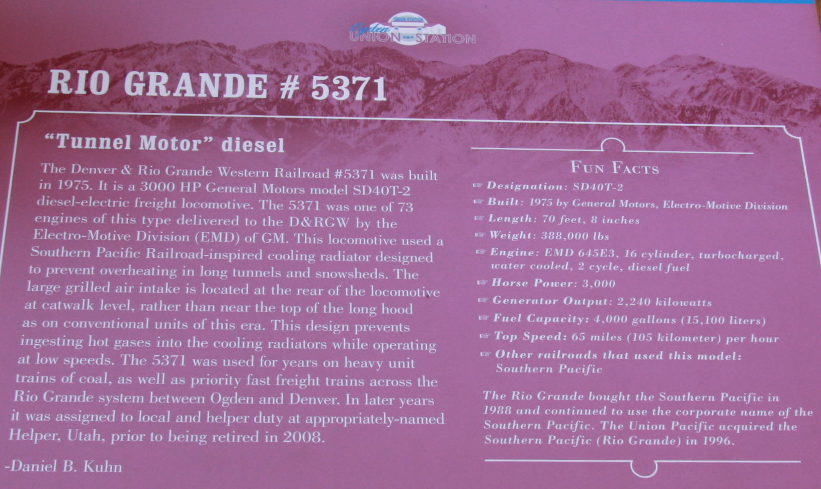 Denver & Rio Grande Engine #5371 built in 1976 — Retired in 2008