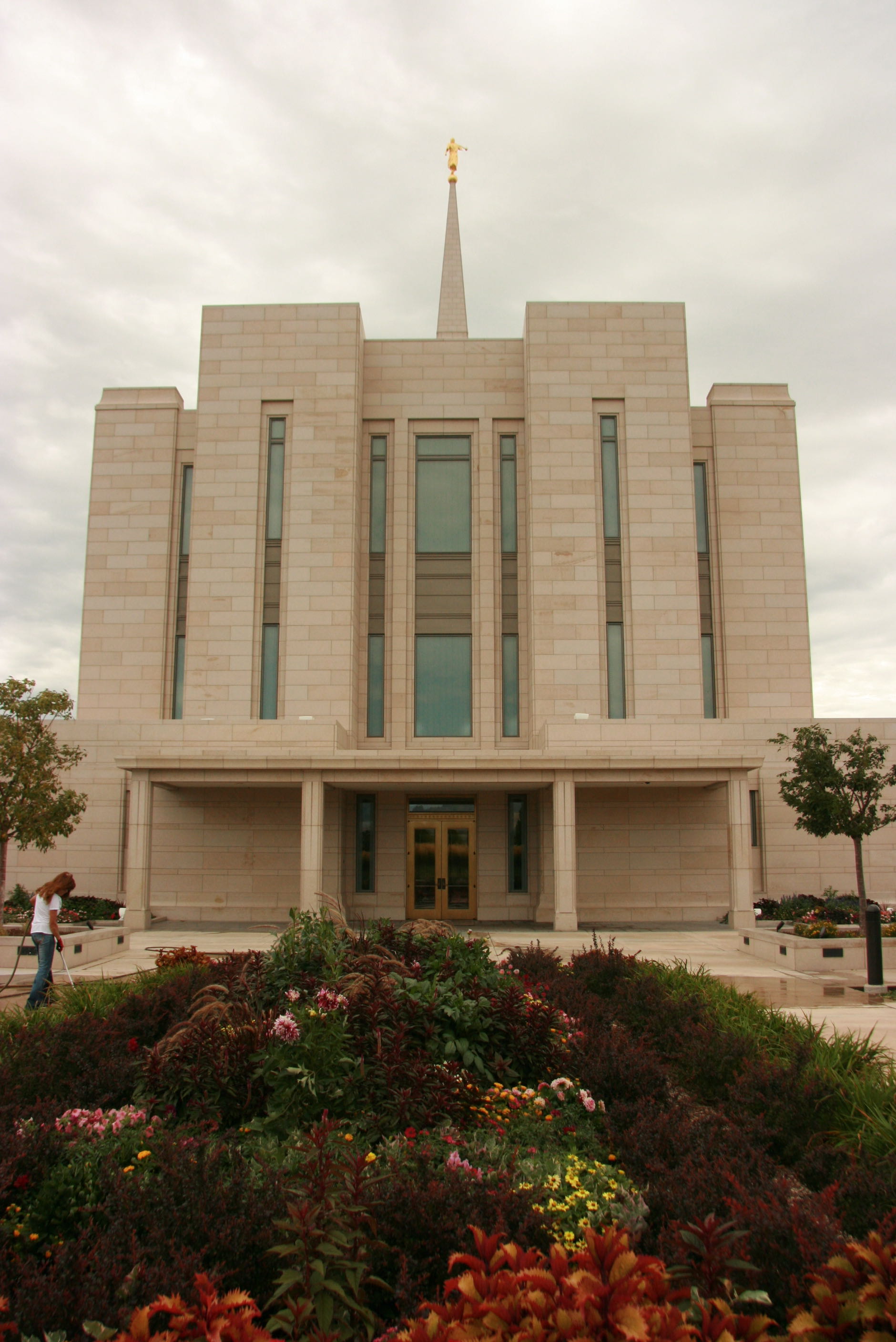 Oquirrh Mountain LDS Temple, Utah — Facing West (Topped by the traditional gold-leafed angel Moroni statue.) — 11022 S 4000 W, South Jordan, UT