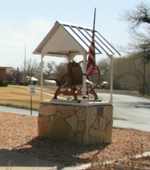 Old Rock Schoolhouse Bell hung in the tower was rung each Sunday. — (Click small plaque on bell tower base.)