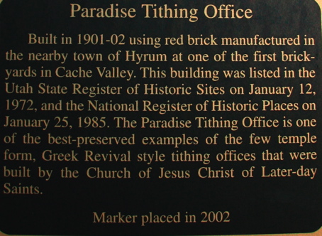 LDS Bishop's Tithing Office — Built in 1901-02