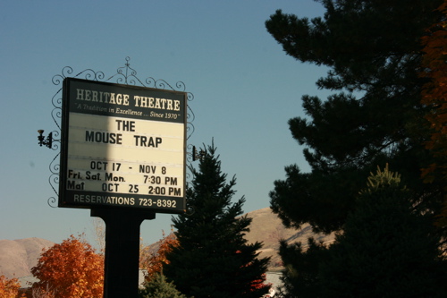 Perry Heritage Community Theatre marquee — See Picture of Church — Theatre is in old LDS church built in 1890.