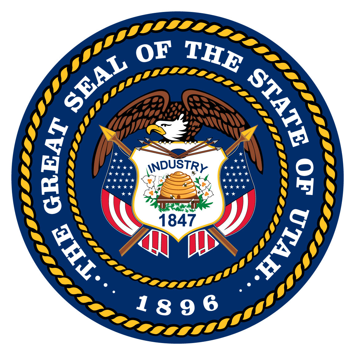 Taken from the Pioneer Utah. (Links Added) — Adopted April 3, 1896 — The Great Seal of the State of Utah is a symbol of the sovereignty of this state